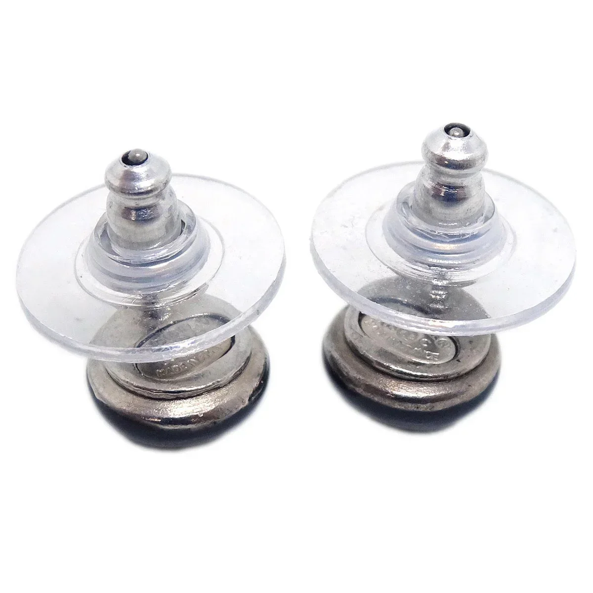 Chanel Button Piercing Earrings Black 03C - Image 3