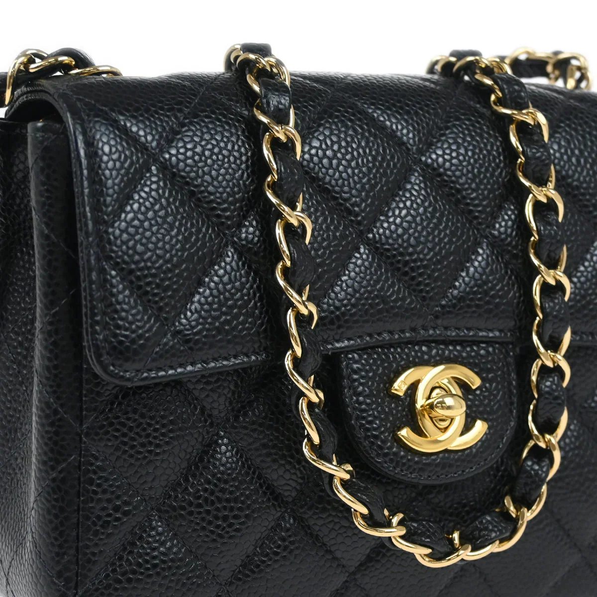Chanel 2002-2003 Black Caviar Mini Classic Square Flap Shoulder Bag 17 - Image 3