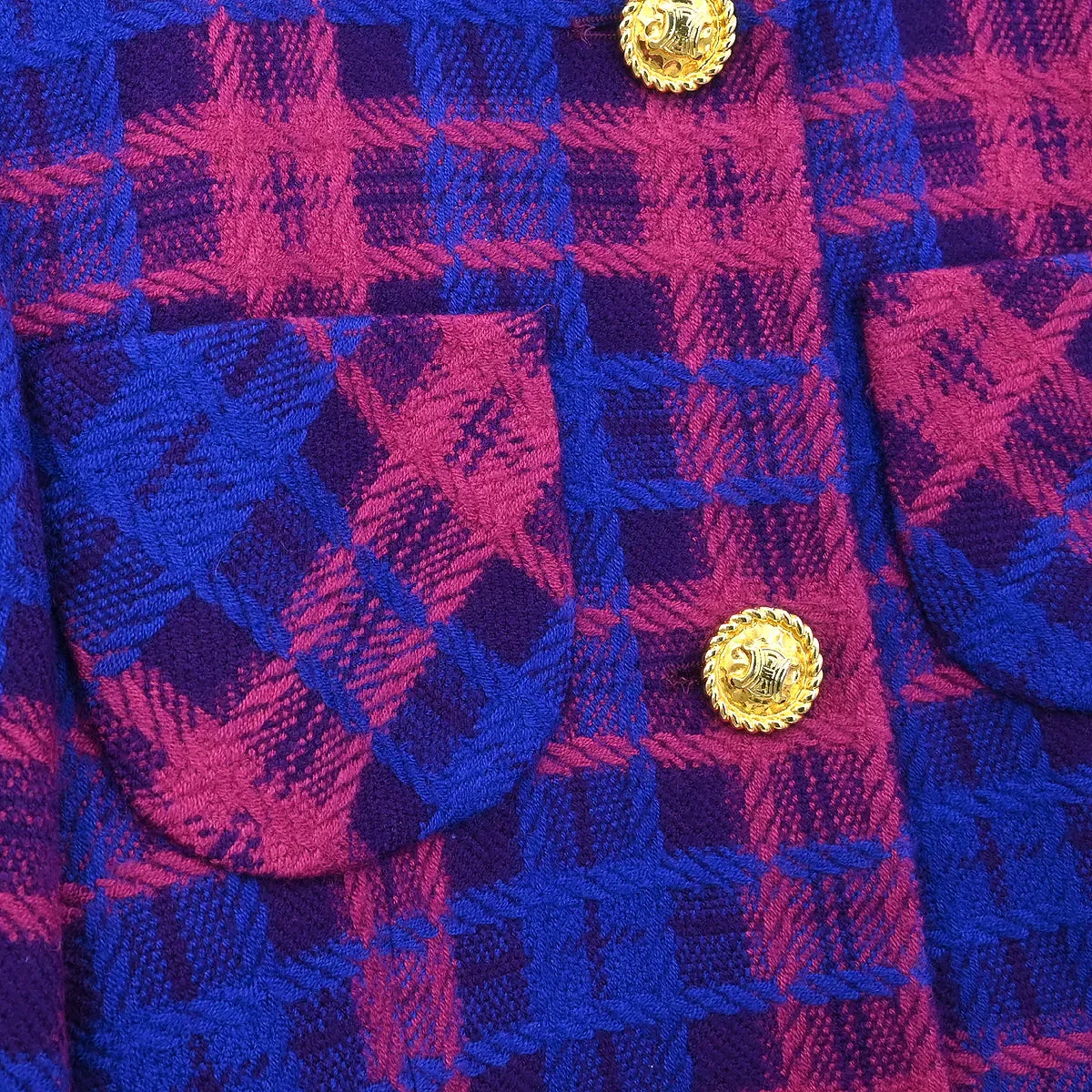 Celine Single Breasted Jacket Collarless Blue #38 - Image 3