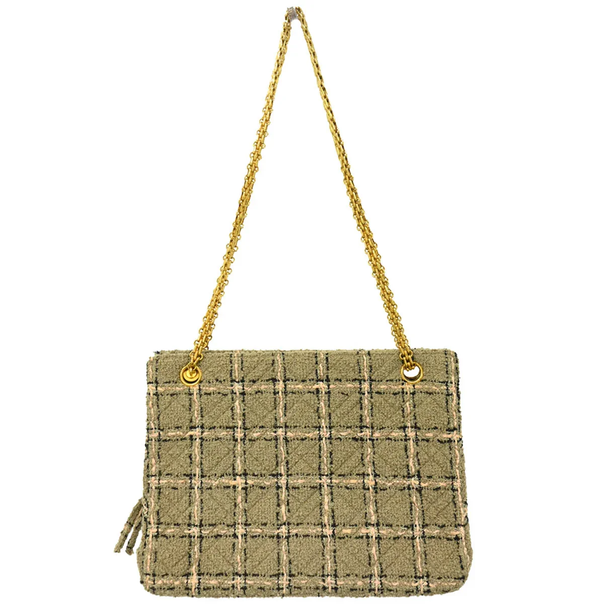 Chanel 1994-1996 Gray Tweed Chain Shoulder Bag