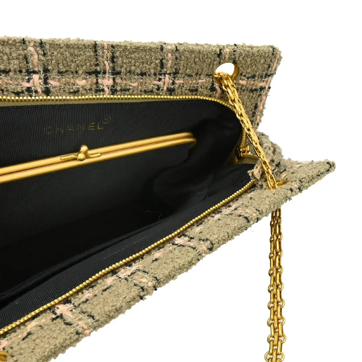 Chanel 1994-1996 Gray Tweed Chain Shoulder Bag - Image 4