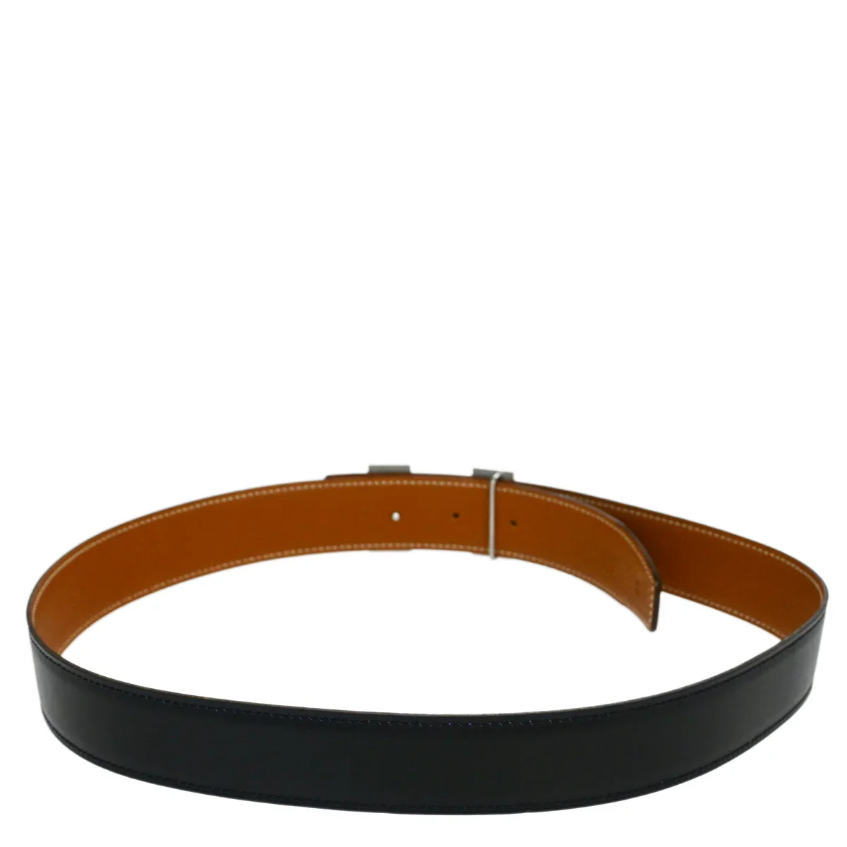 Hermes 2002 Black Box Calf Constance Reversible Belt #80 Small Good - Image 3