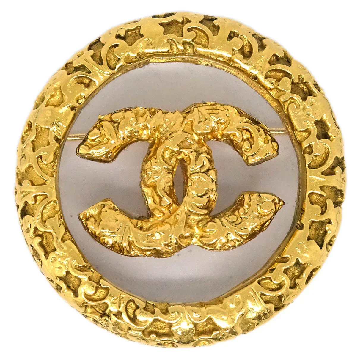 Chanel Medallion Brooch Pin Gold 95A