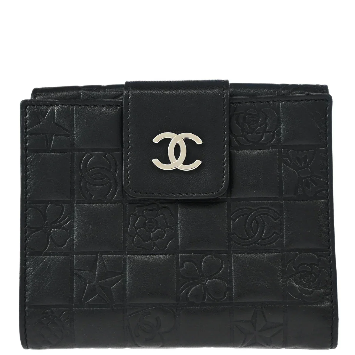 Chanel Black Lambskin Icon Bifold Wallet