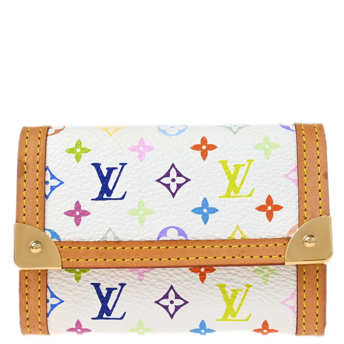 Louis Vuitton 2007 White Multicolor Porte Monnaie Plat Wallet M92657
