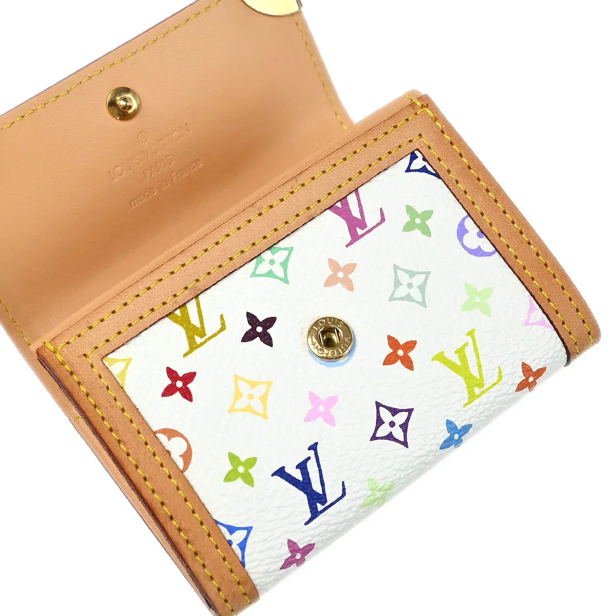 Louis Vuitton 2007 White Multicolor Porte Monnaie Plat Wallet M92657 - Image 7