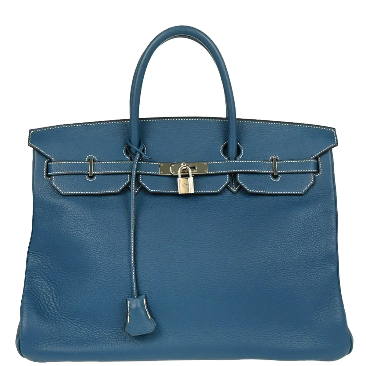 Hermes Blue Taurillon Clemence Birkin 40 Handbag