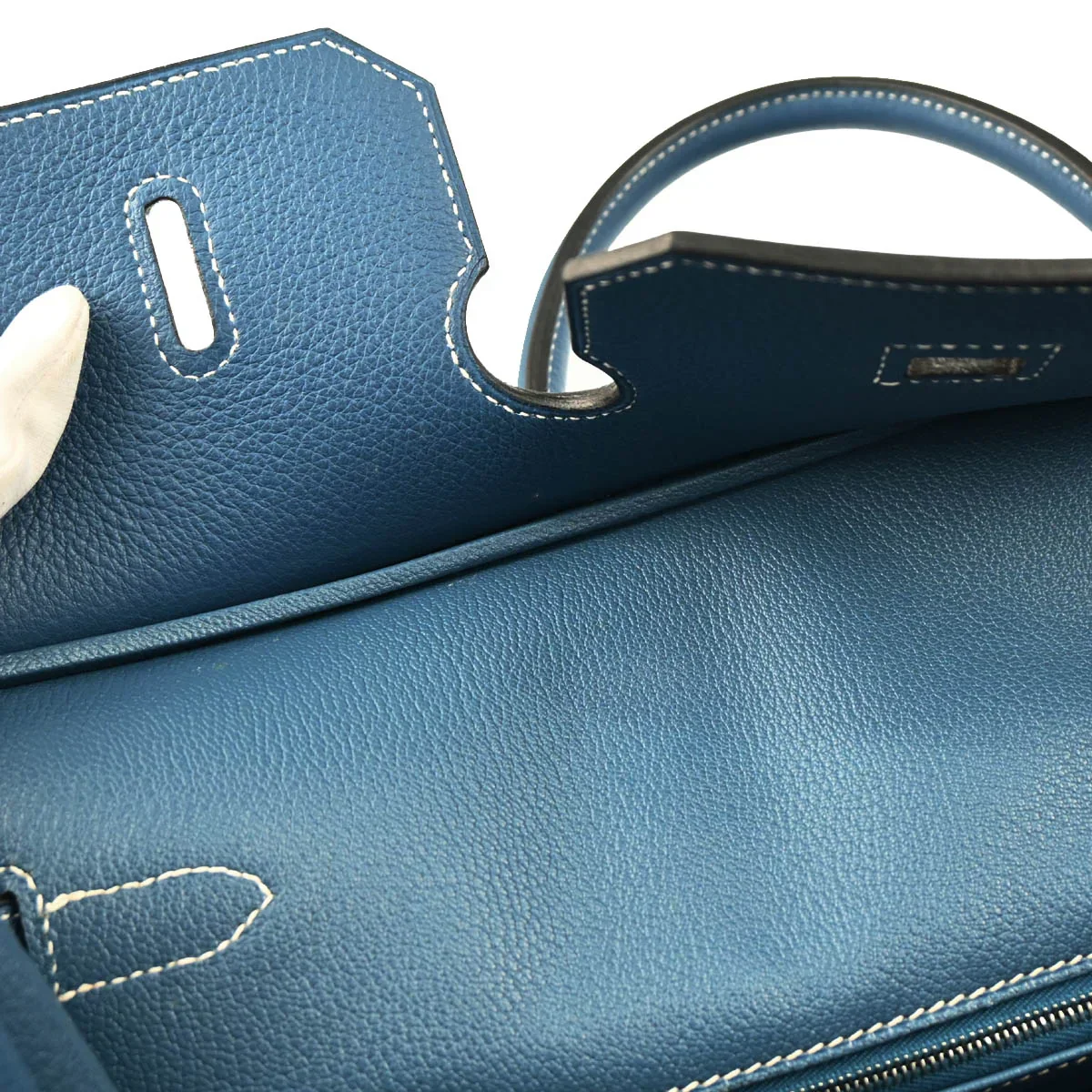 Hermes Blue Taurillon Clemence Birkin 40 Handbag - Image 8