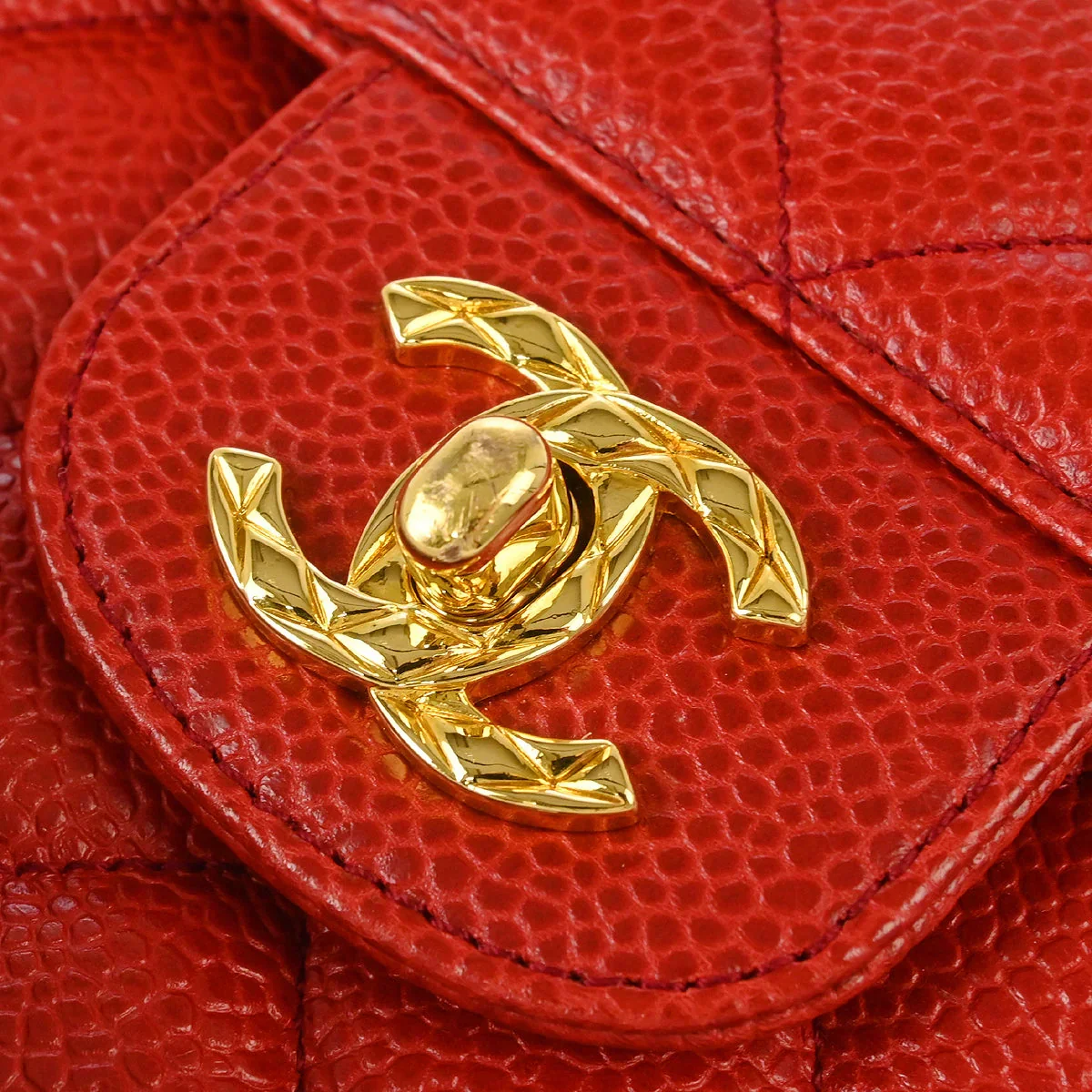 Chanel 1991-1994 Red Caviar Camera Bag Small - Image 10