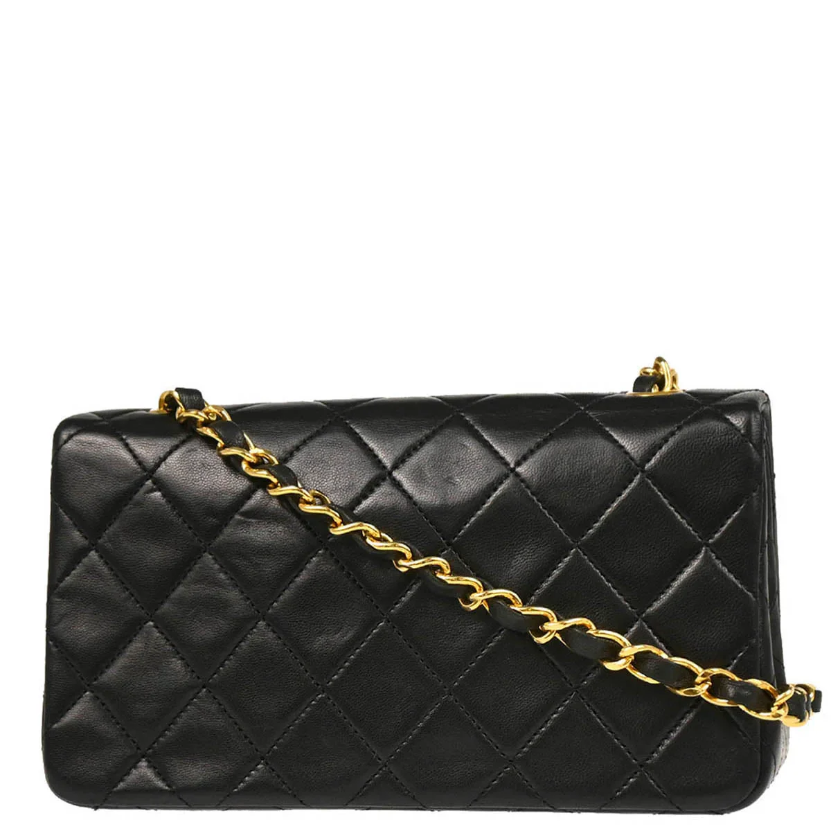 Chanel 1989-1991 Black Lambskin Turnlock Mini Full Flap Shoulder Bag - Image 2