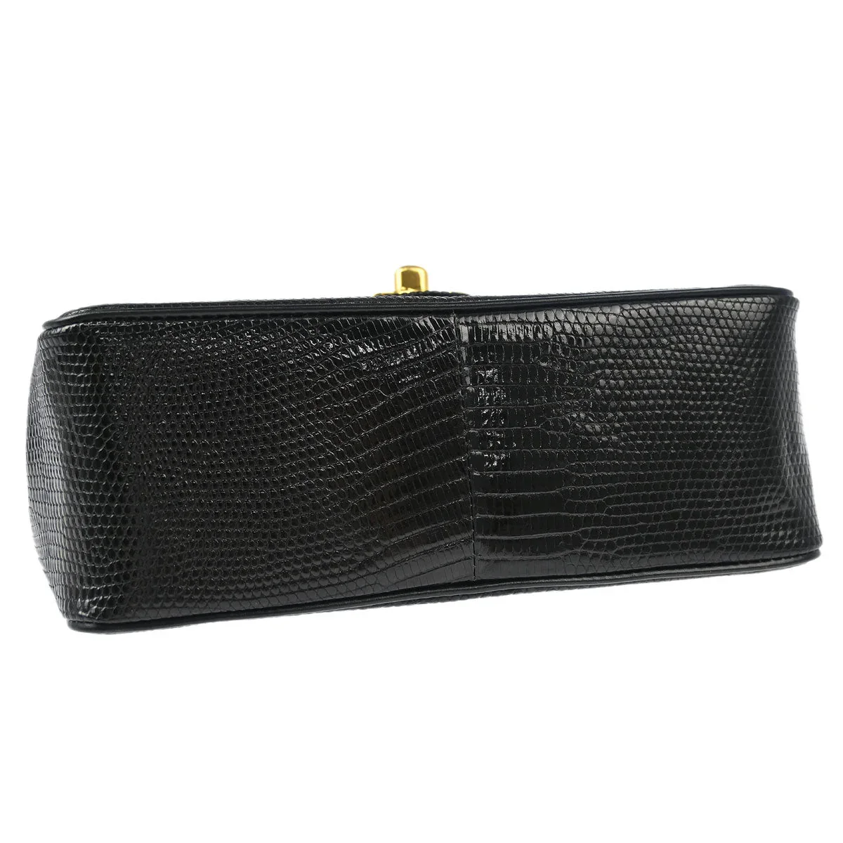 Chanel 1989-1991 * Black Lizard Mini Classic Square Flap Shoulder Bag - Image 4