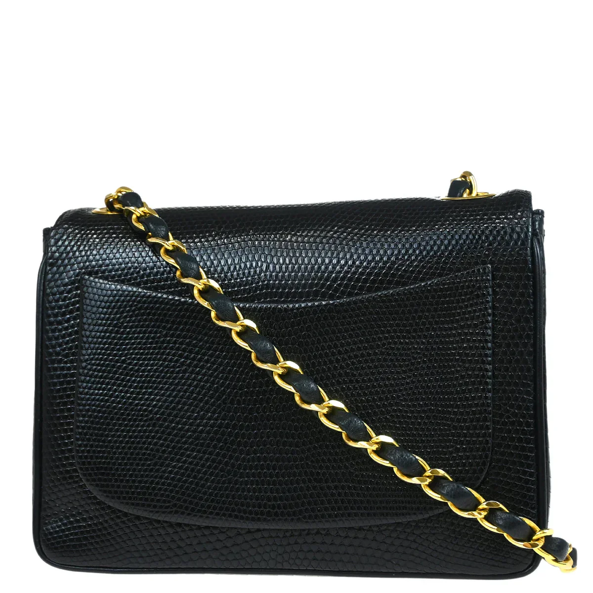 Chanel *Black Lizard Mini Classic Square Flap Shoulder Bag - Image 2