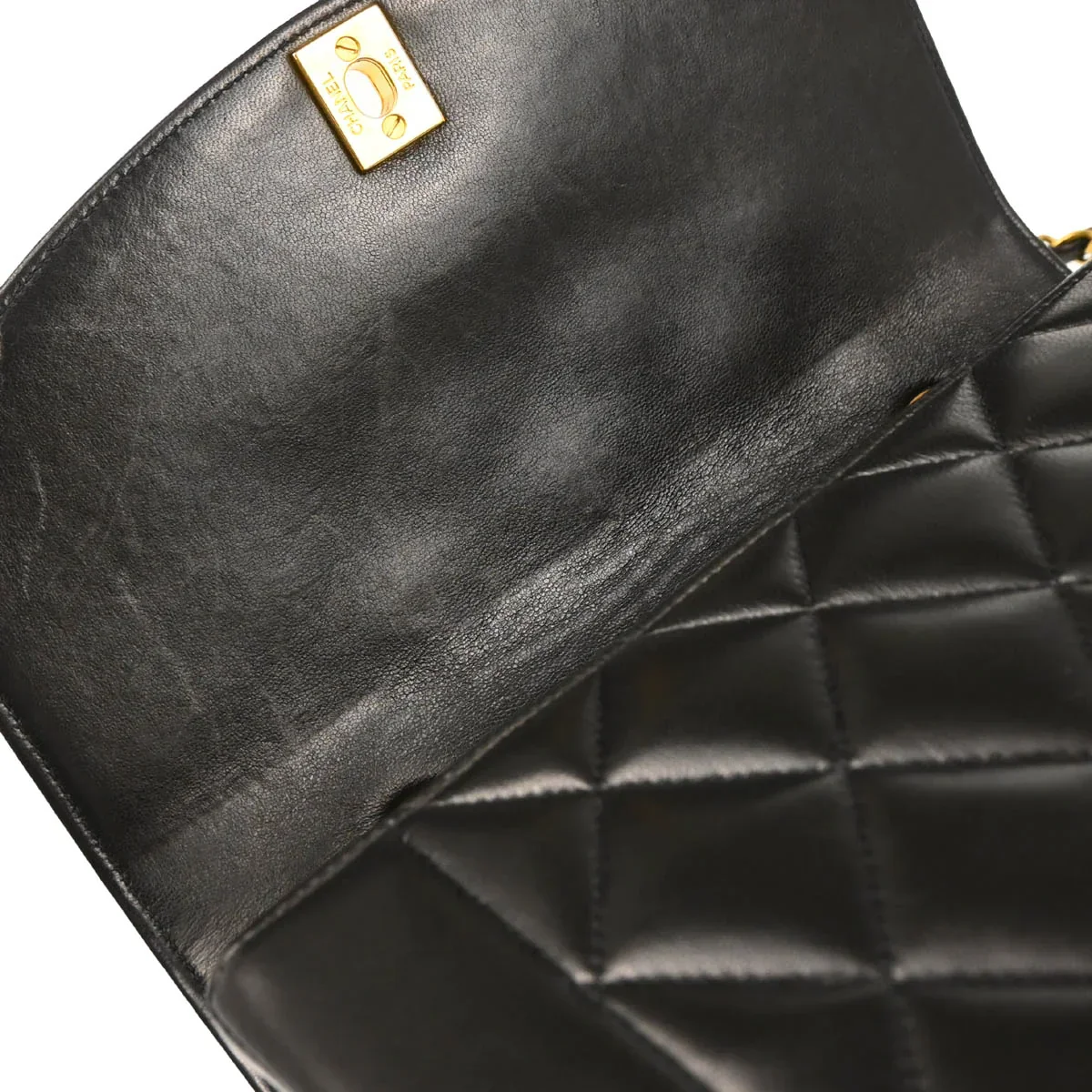 Chanel 1994-1996 Black Lambskin Small Diana Shoulder Bag - Image 8