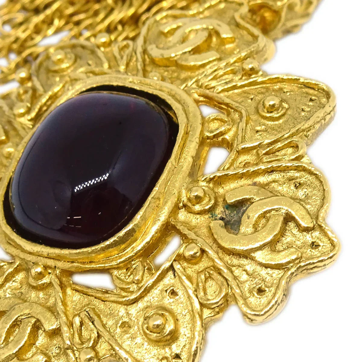 Chanel Gripoix Brooch Pin Gold Red Fringe 94A - Image 2