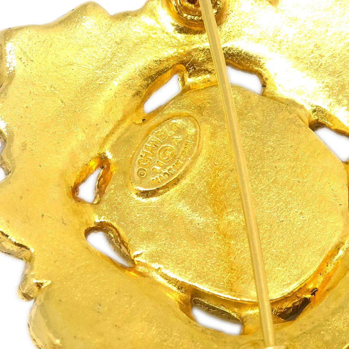 Chanel Gripoix Brooch Pin Gold Red Fringe 94A - Image 4