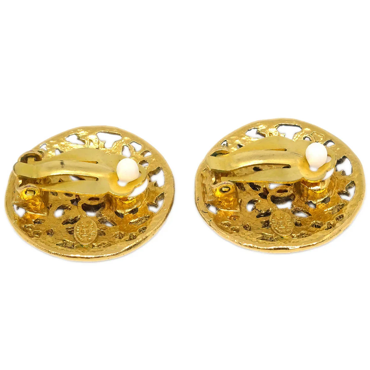 Chanel Button Earrings Clip-On Gold 26 - Image 3