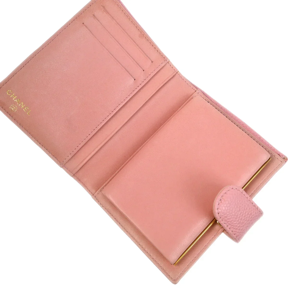 Chanel Pink Caviar Bifold Wallet Purse - Image 3