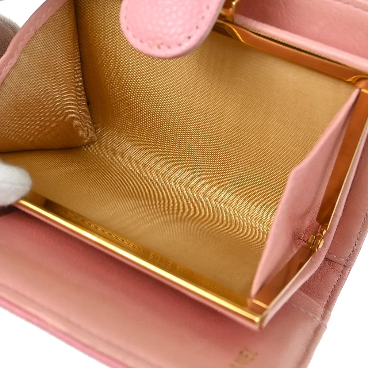 Chanel Pink Caviar Bifold Wallet Purse - Image 4