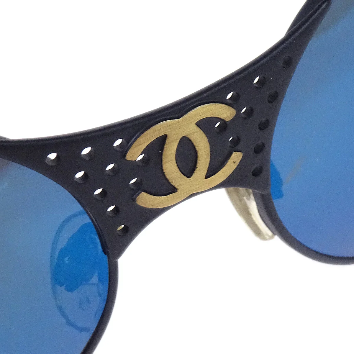 Chanel Sunglasses Eyewear Blue Black Small Good - Image 6