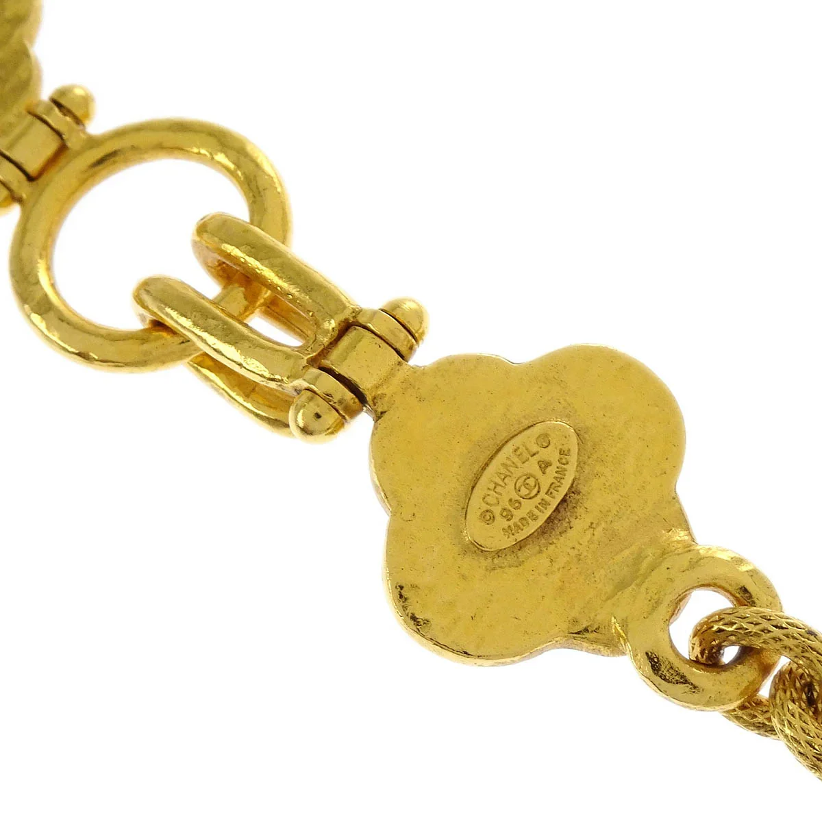 Chanel Clover Chain Pendant Necklace Gold 96A - Image 4