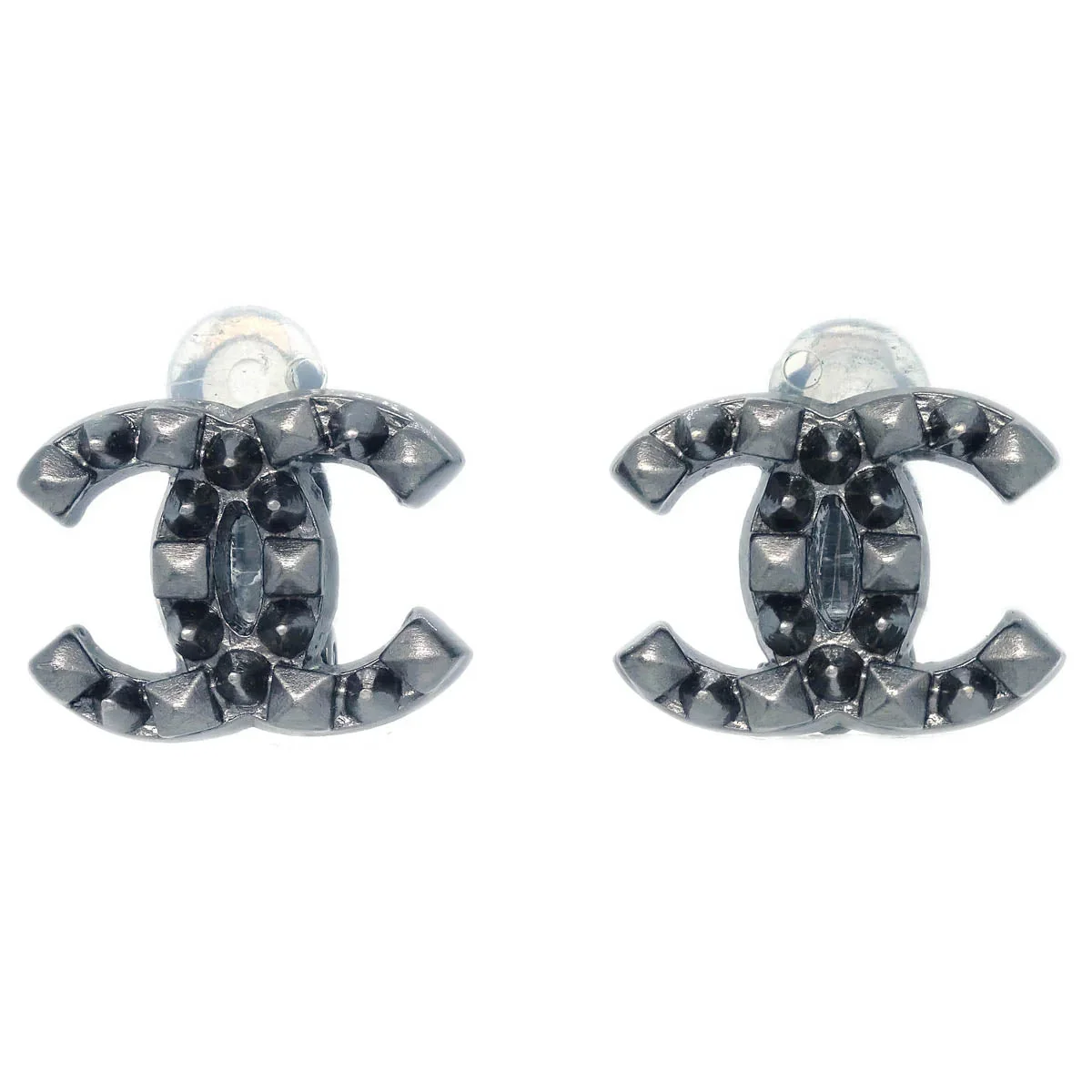 Chanel CC Earrings Clip-On Silver 03P