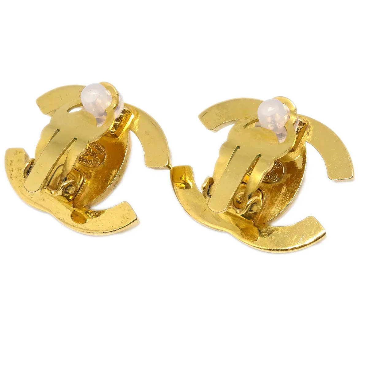 Chanel CC Turnlock Earrings Clip-On Gold Large 96P - Image 3