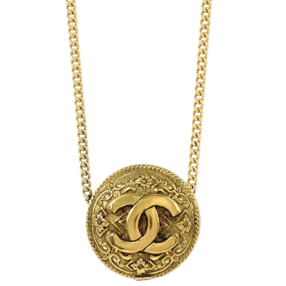 Chanel Gold Medallion Chain Pendant Necklace 1982/3223