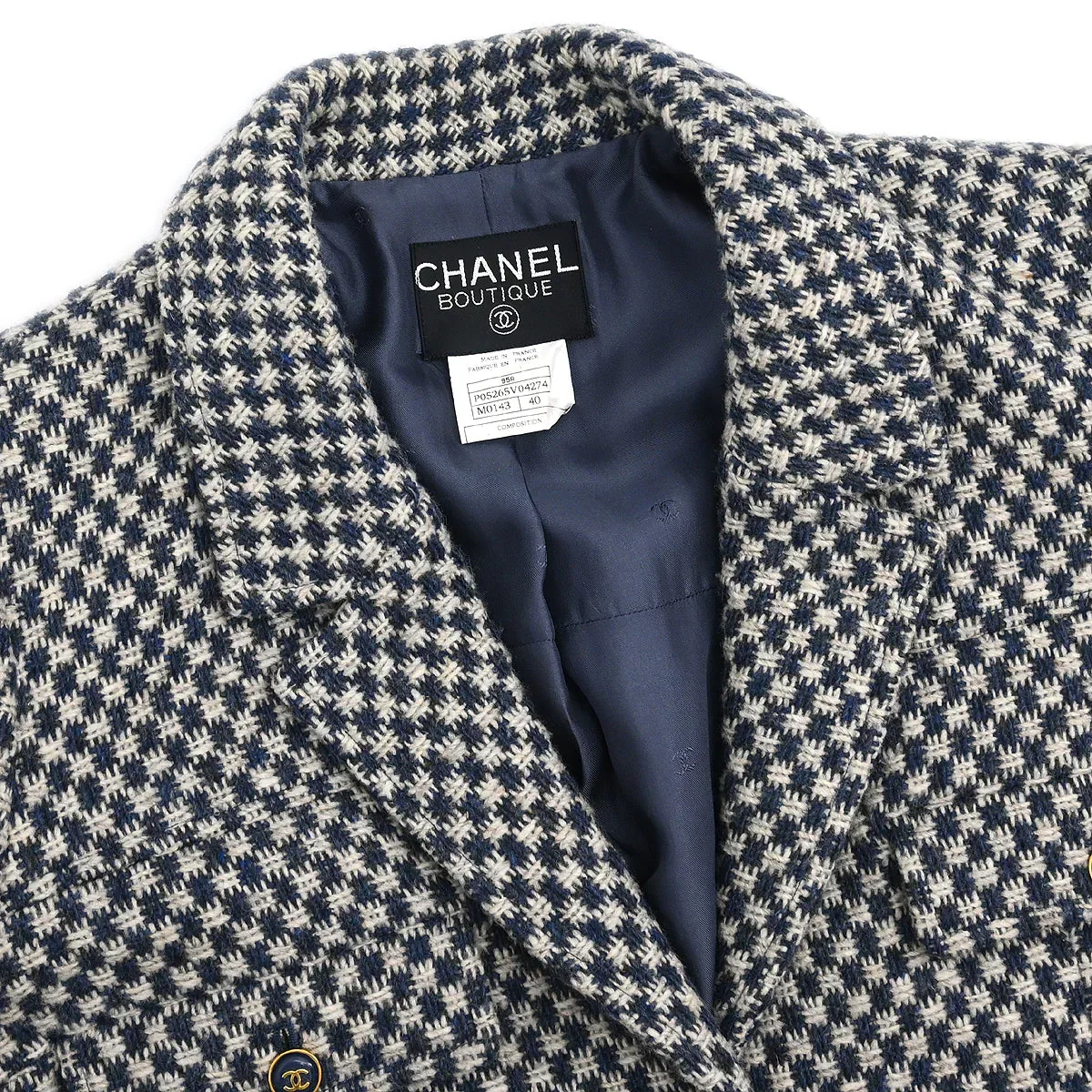 Chanel 1995 Single Breasted Jacket Navy #40 - Image 3