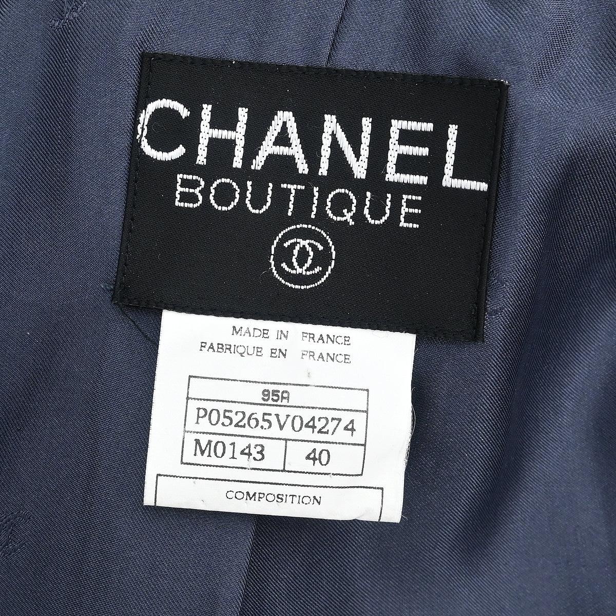 Chanel 1995 Single Breasted Jacket Navy #40 - Image 9
