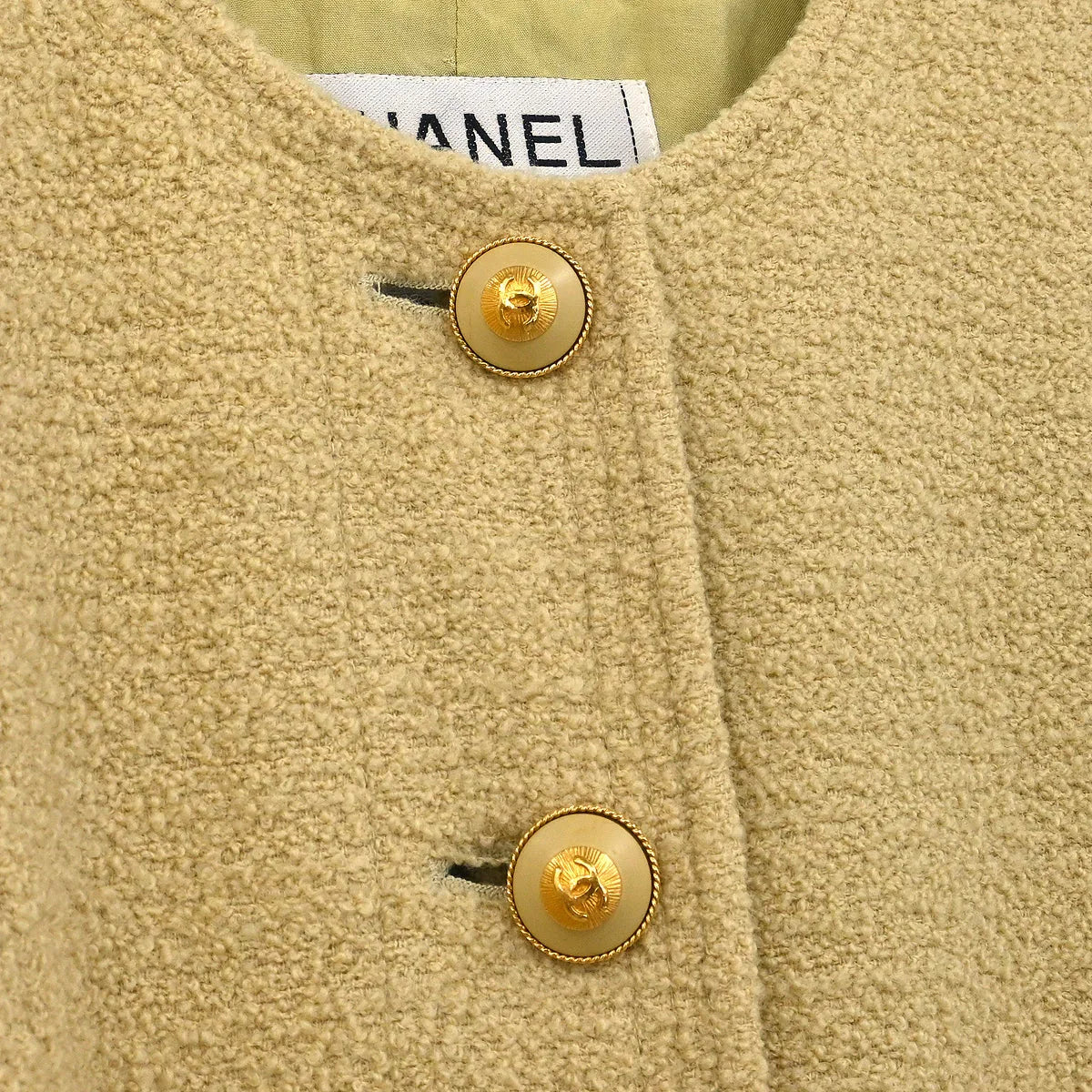 Chanel Collarless Jacket Beige - Image 4