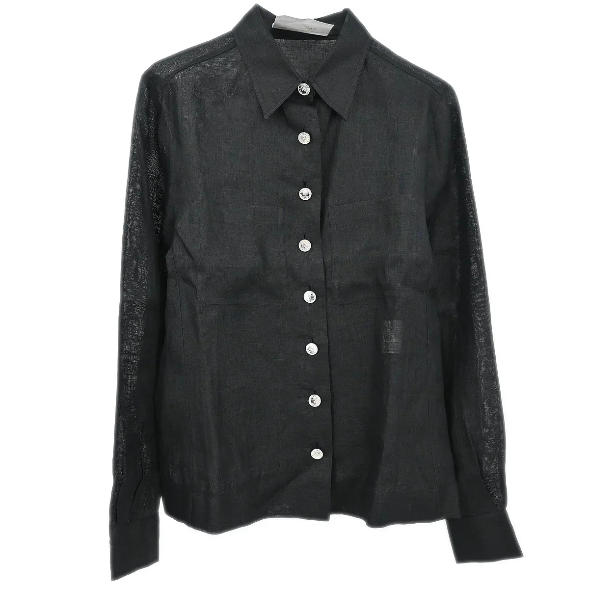 Chanel Blouse Sheer Shirt Black #40