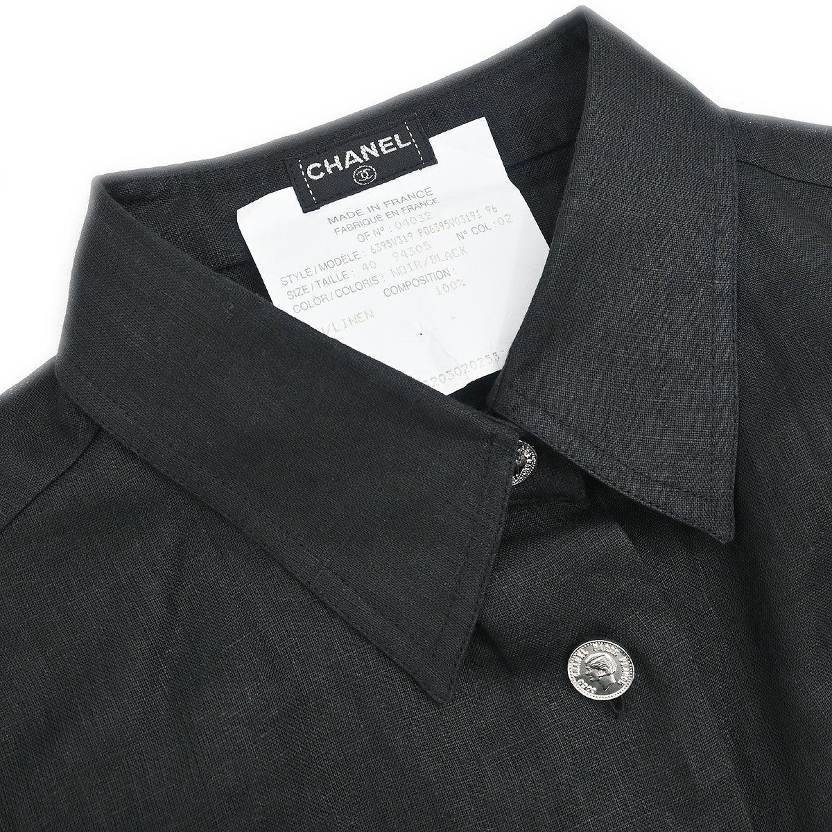 Chanel Blouse Sheer Shirt Black #40 - Image 3