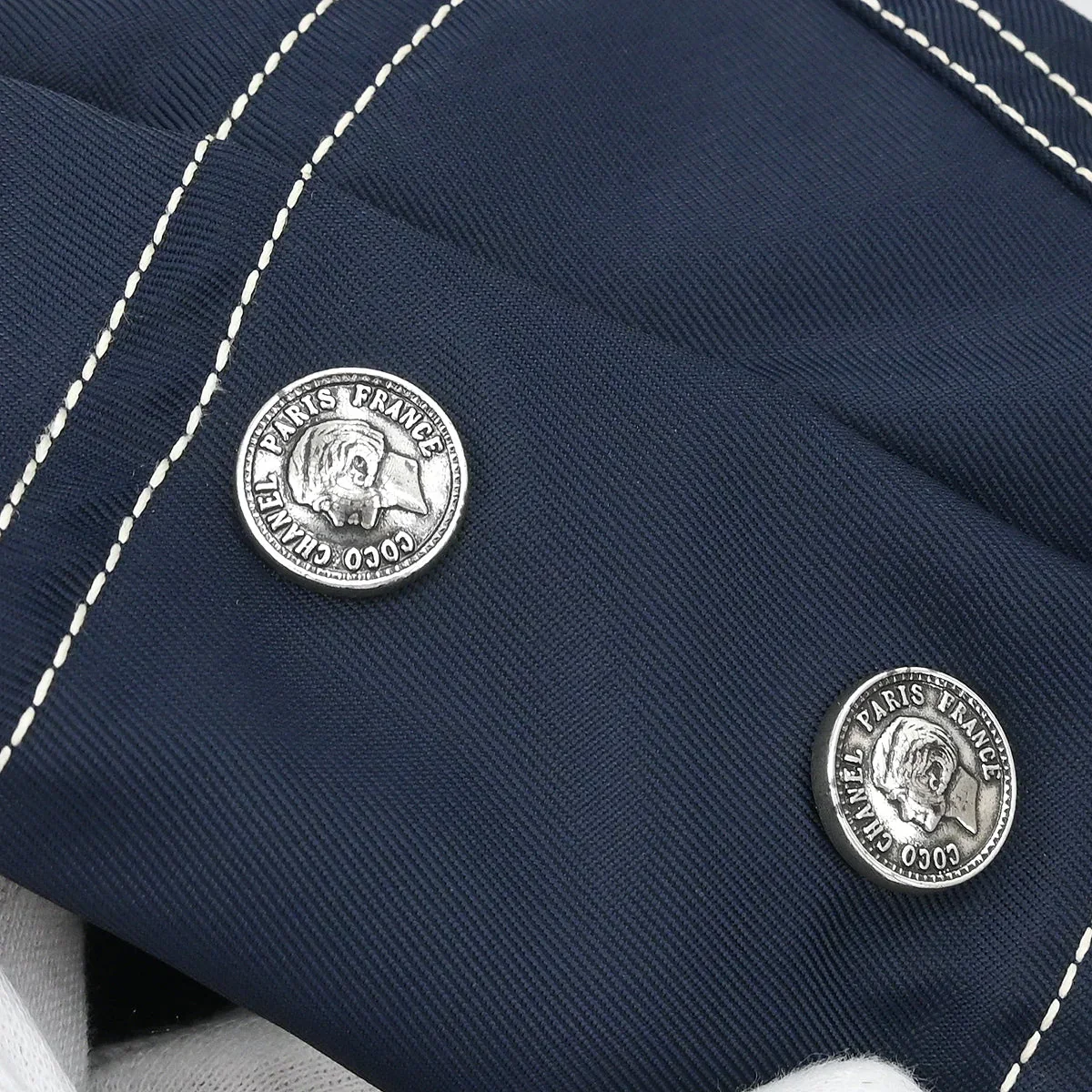 Chanel Zip Up Coat Navy - Image 5