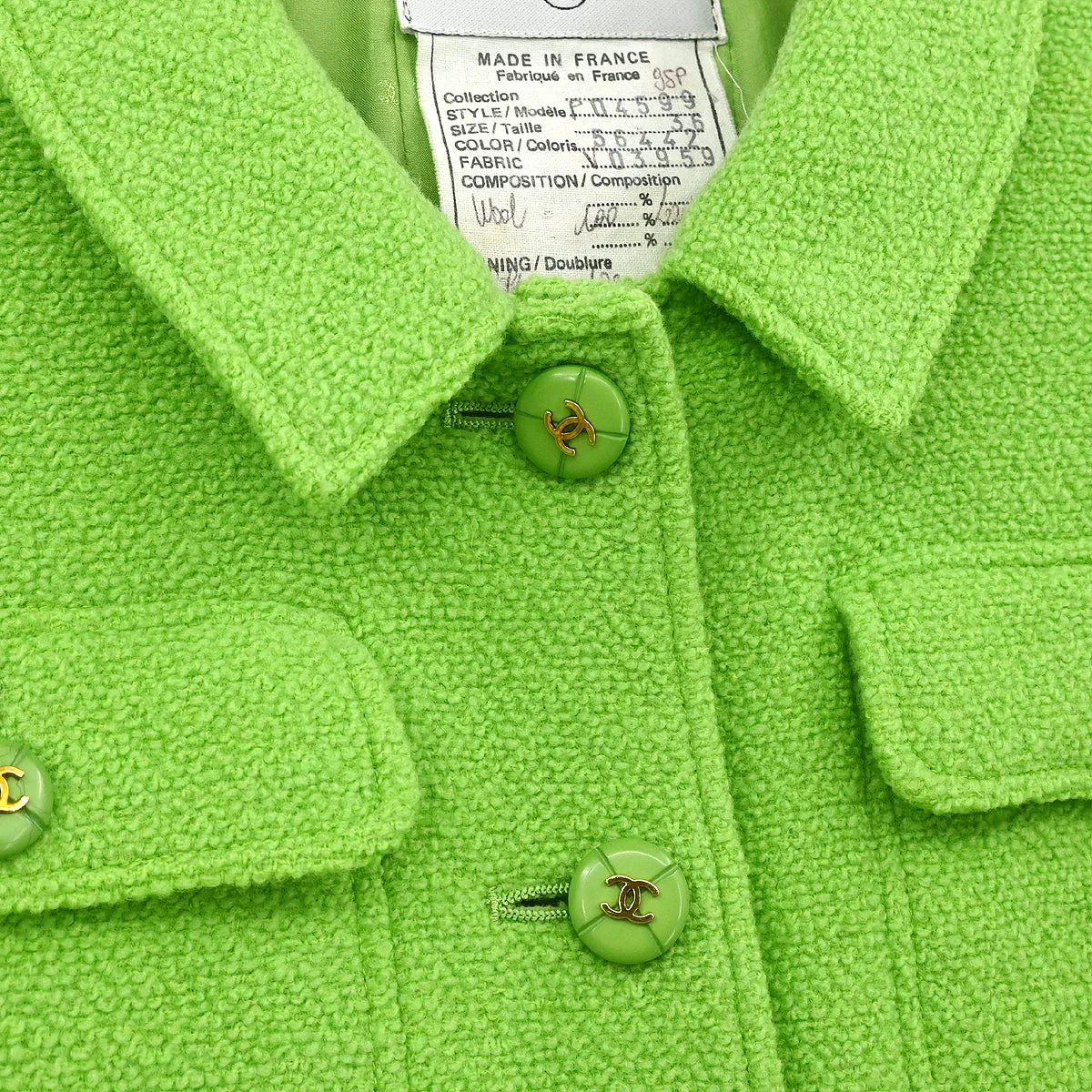 Chanel 1995 Setup Suit Jacket Skirt Green #36 - Image 4