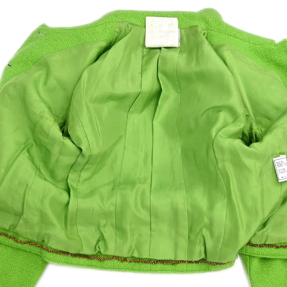 Chanel 1995 Setup Suit Jacket Skirt Green #36 - Image 7