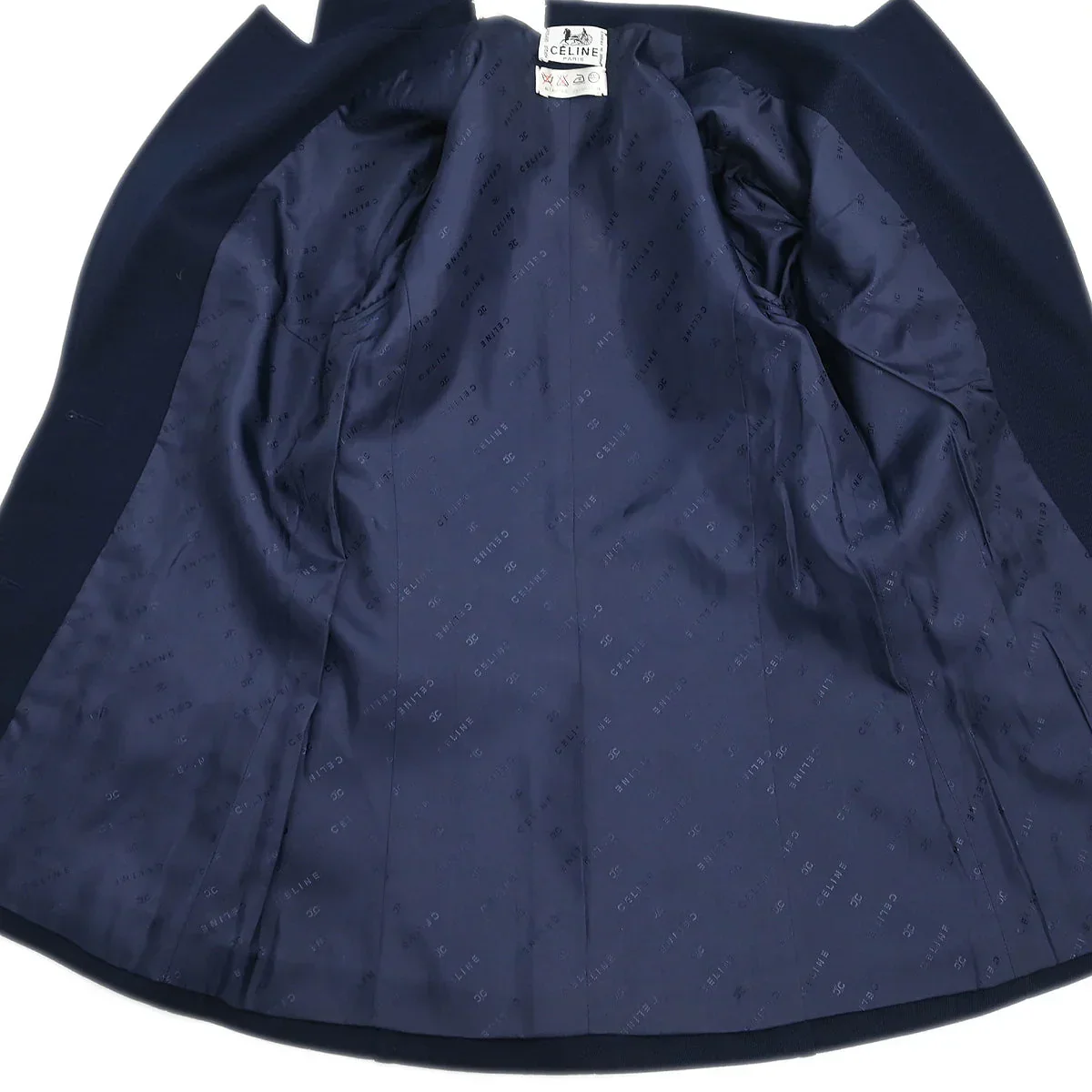 Celine Setup Suit Jacket Skirt Navy COVENTRY #36-4 - Image 6