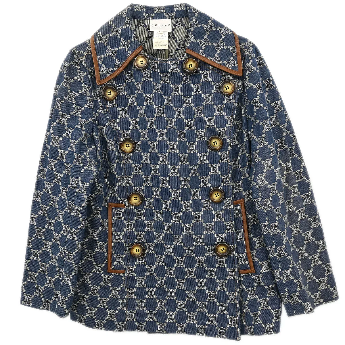 Celine Double Breasted Jacket Denim Macadam Indigo #42