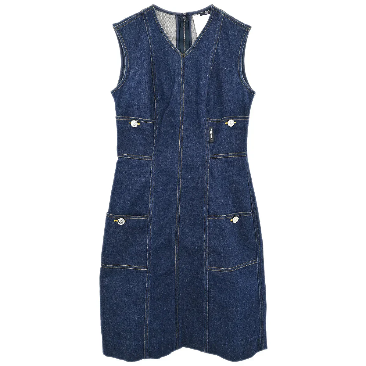 Chanel Denim Sleeveless Dress Indigo #36