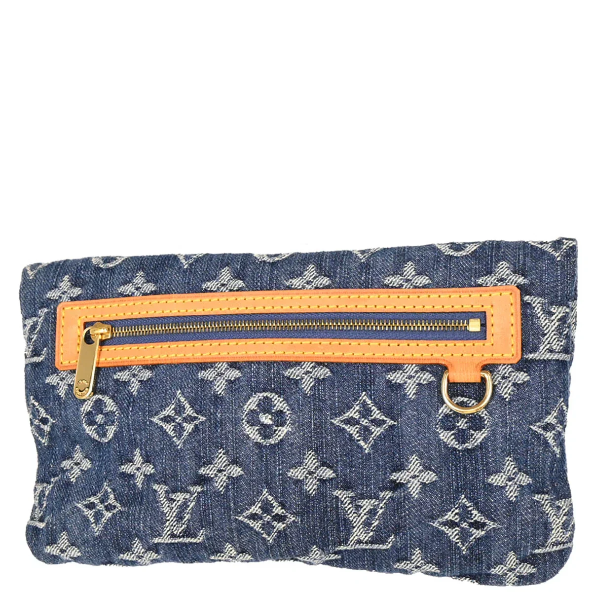 Louis Vuitton 2006 Blue Monogram Denim Pochette Plat Clutch Bag M95007 - Image 2