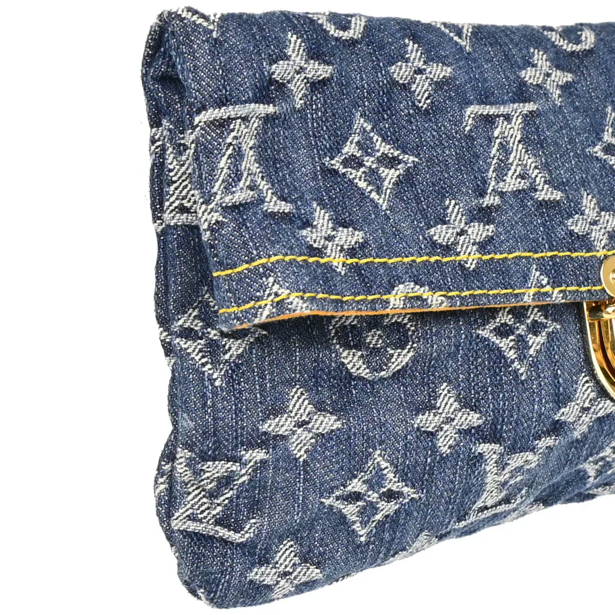 Louis Vuitton 2006 Blue Monogram Denim Pochette Plat Clutch Bag M95007 - Image 3