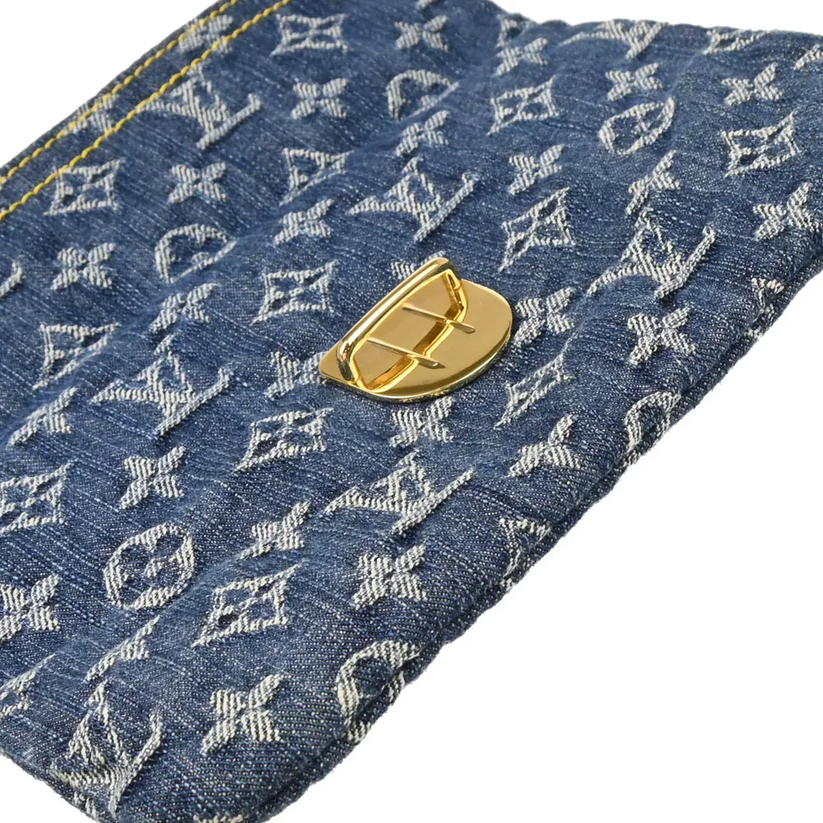 Louis Vuitton 2006 Blue Monogram Denim Pochette Plat Clutch Bag M95007 - Image 5