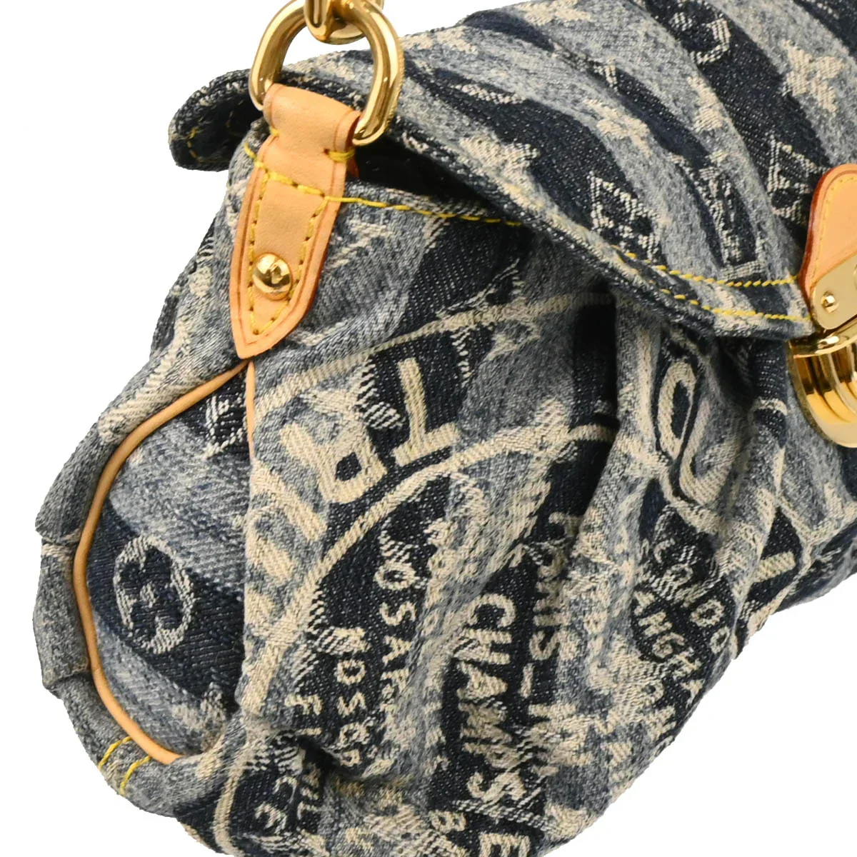 Louis Vuitton 2006 Blue Monogram Denim Mini Pleaty Raye Handbag M95333 - Image 3