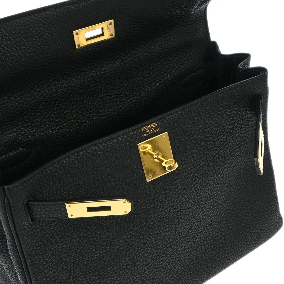 Hermes 2007 Black Togo Kelly 28 Retourne 2way Shoulder Handbag - Image 7