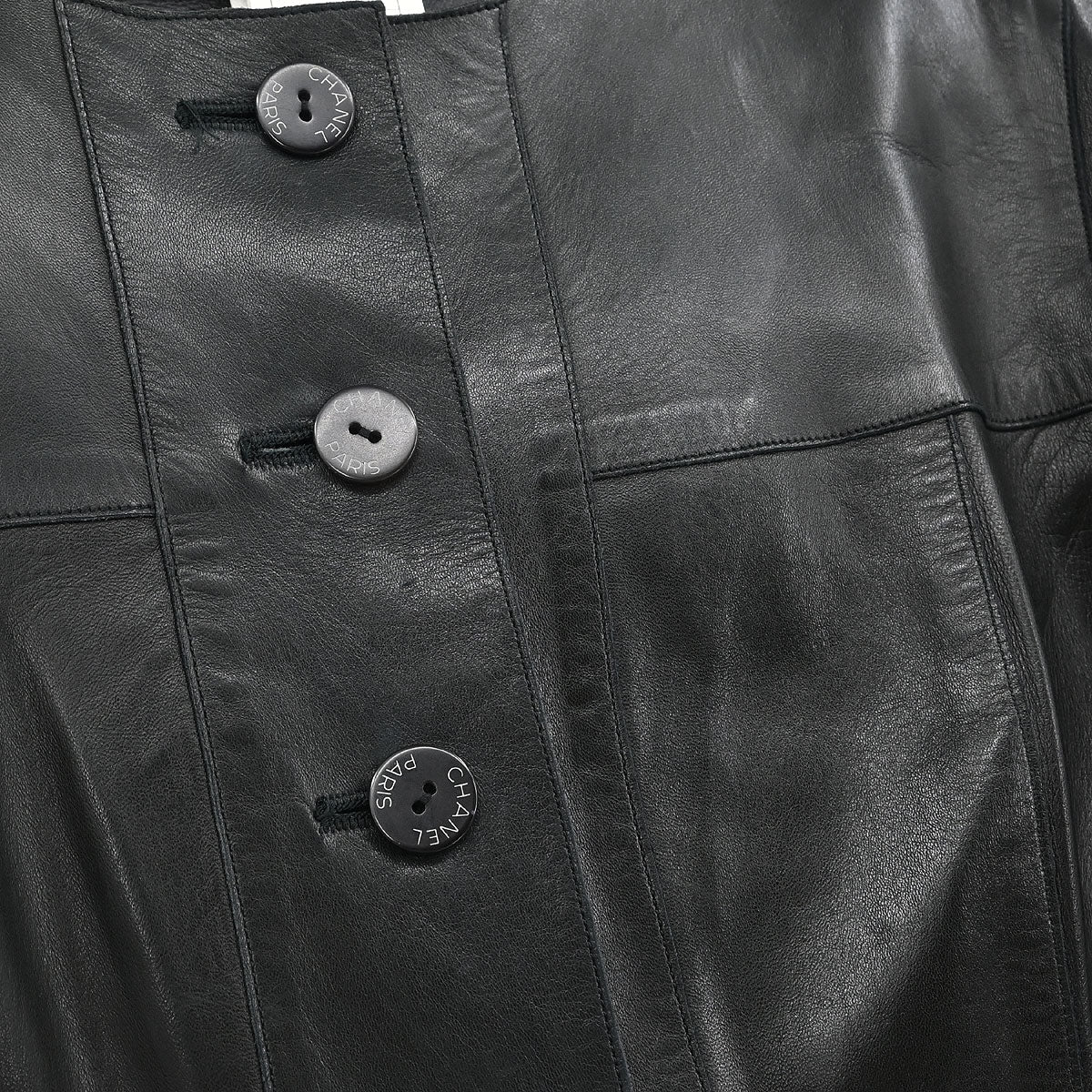 Chanel Single Breasted Collarless Jacket Black #40 - Image 5
