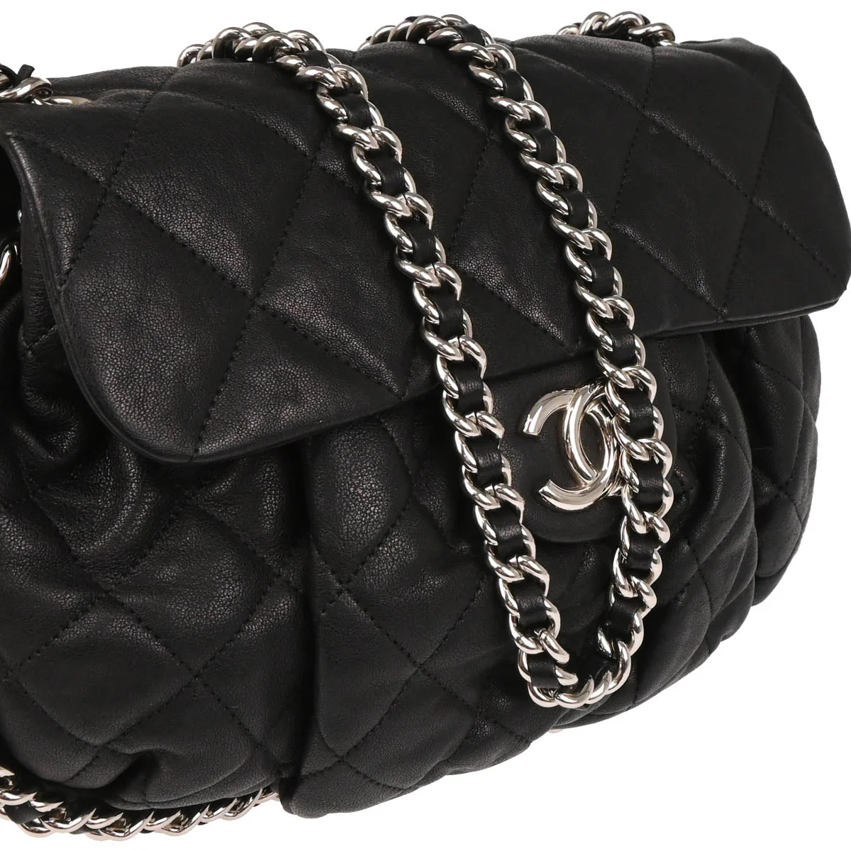 Chanel 2013-2014 Black Calfskin Chain Around Shoulder Bag - Image 3