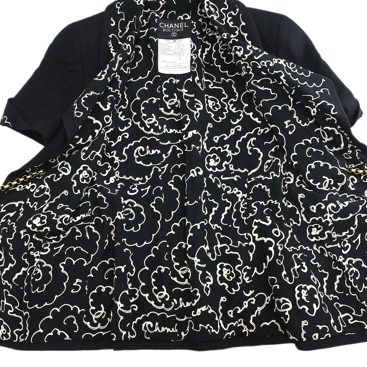 Chanel Single Breasted Jacket Black #38 - Image 7