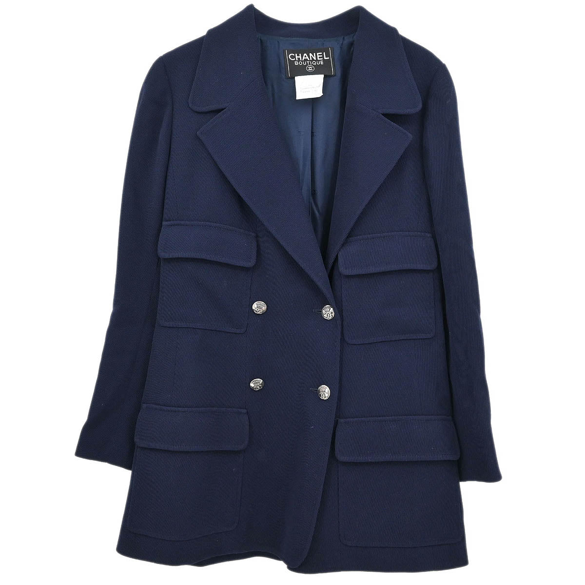 Chanel Double Breasted Jacket Navy #42