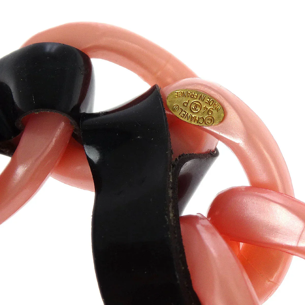 Chanel Acrylic Chain Belt CC Pink Black 94P Small Good - Image 4