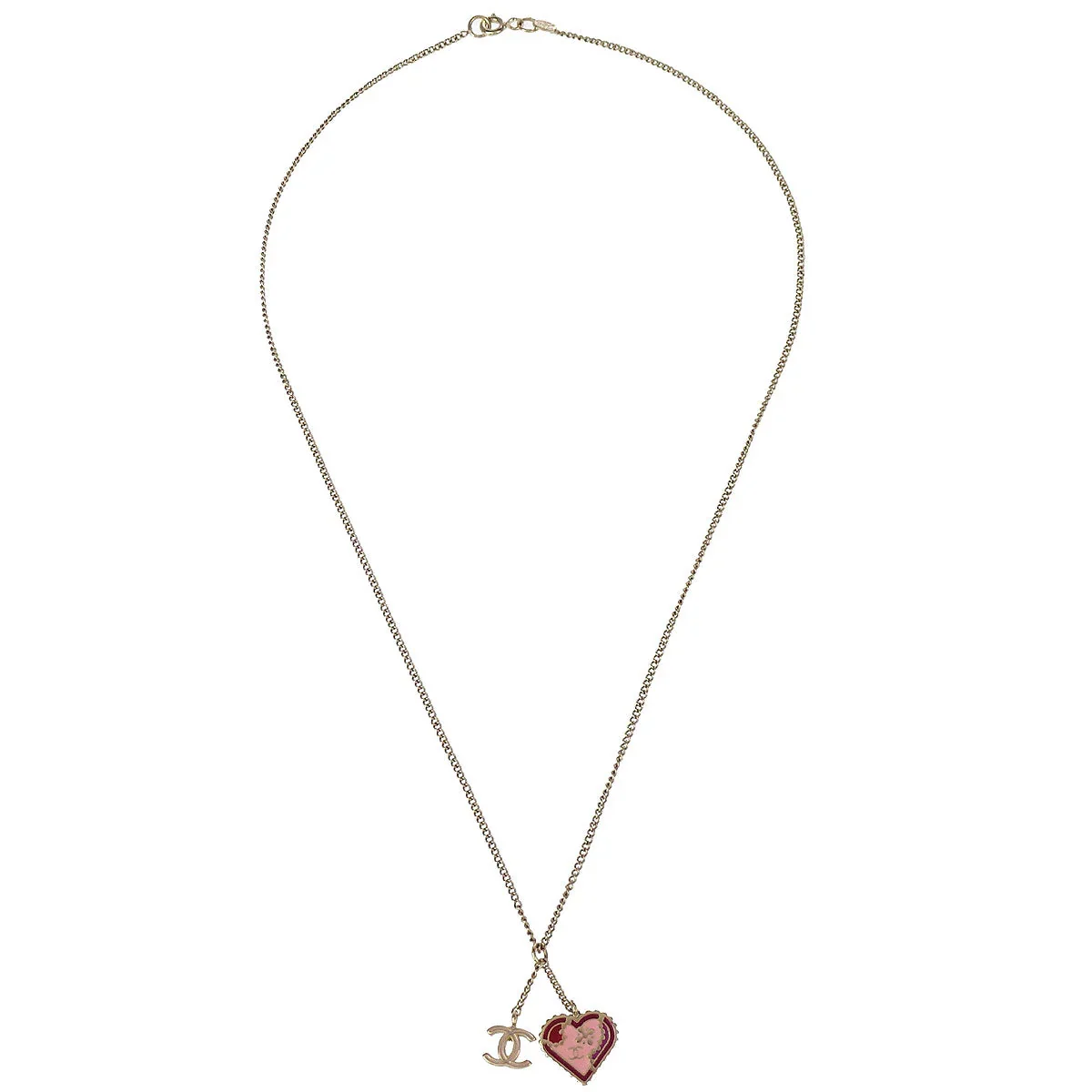 Chanel Heart Chain Pendant Necklace Gold 05P - Image 2