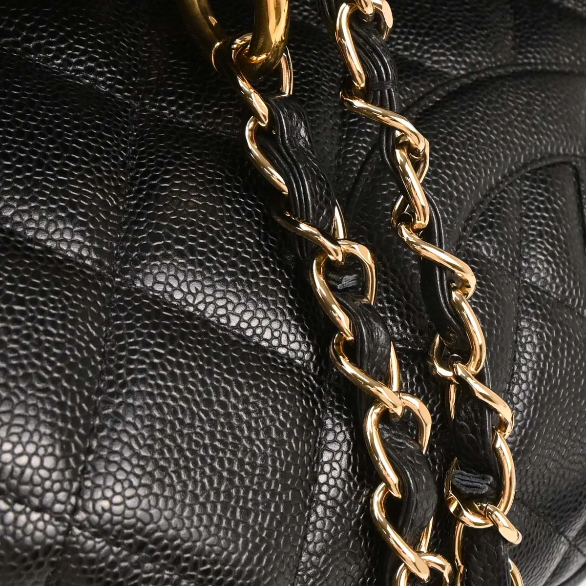 Chanel 2003-2004 Black Caviar Tote Chain Handbag - Image 4